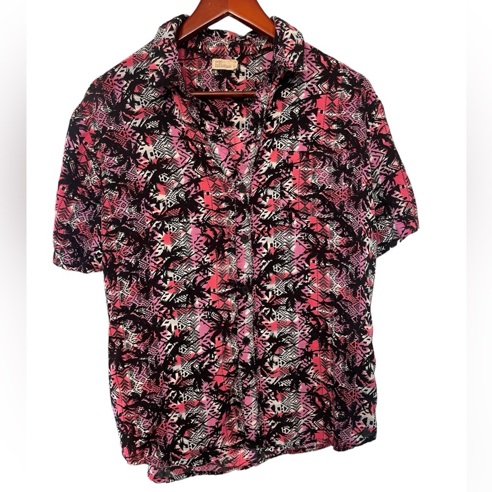 Printed Button-Down Shortsleeved Shirt for Summer Thin cool easy to wear